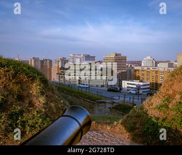 la vista della città di halifax dal sito di cannoni Foto Stock