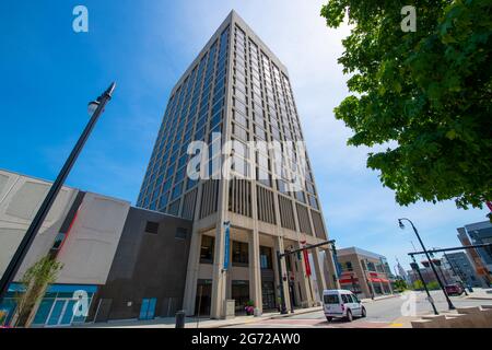 Il Mercantile Center è un alto edificio al 100 Front Street nel centro di Worcester, Massachusetts, Stati Uniti. Foto Stock