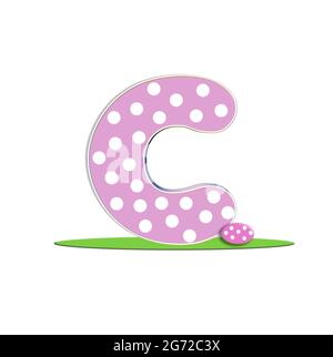 C nell'alfabeto 'uova di Pasqua' è coperto di pois di polka e decorato con uova di pasqua. Foto Stock