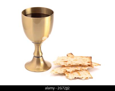 Santa comunione o la cena dei Signori isolati su uno sfondo bianco Foto Stock