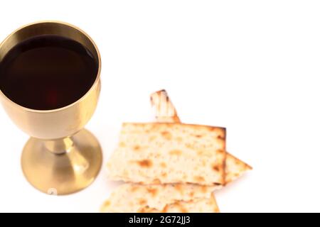 Santa comunione o la cena dei Signori isolati su uno sfondo bianco Foto Stock
