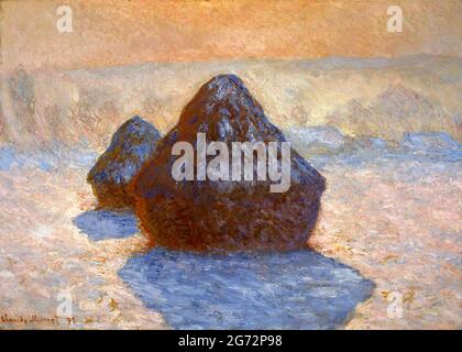 Haystacks, effetto neve di Claude Monet (1840-1926), olio su tela, 1891 Foto Stock