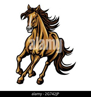 Mustang Horse Running Vector Mascot Logo Illustrazione Illustrazione Vettoriale