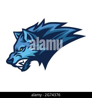 Smarling Wolf Logo di Sport Mascot Design illustrazione vettoriale Illustrazione Vettoriale