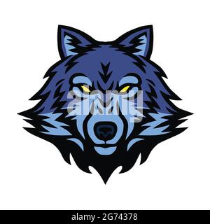 Arrabbiato Wolf Head Logo Sports Mascot Design Vector Illustration Illustrazione Vettoriale