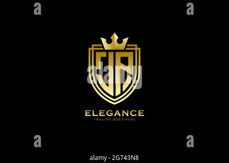 JP elegante monogramma di lusso logo o modello con scroll e corona reale - perfetto per lussuosi progetti di branding Illustrazione Vettoriale