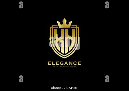 XH elegante monogramma di lusso logo o modello con scroll e corona reale - perfetto per lussuosi progetti di branding Illustrazione Vettoriale