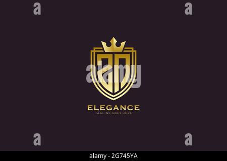 ZN elegante monogramma di lusso logo o modello con scroll e corona reale - perfetto per lussuosi progetti di branding Illustrazione Vettoriale