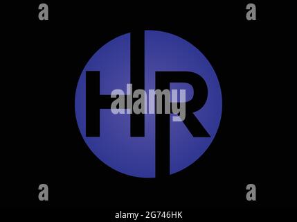 Modello vettoriale della lettera iniziale del monogramma HR Logo Design H R Letter Logo Design. Design del logo HR Circle per applicazioni multiuso Illustrazione Vettoriale