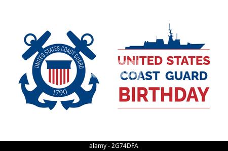 Compleanno della Guardia Costiera degli Stati Uniti. 4 agosto. Poster, scheda, banner, sfondo. EPS 10. Illustrazione Vettoriale