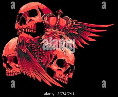 Illustrazione vettoriale di re Eagle e Skulls Illustrazione Vettoriale