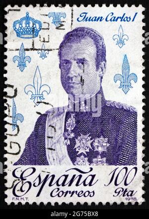 SPAGNA - CIRCA 1978: Un francobollo stampato in Spagna mostra Juan Carlos i, Ruler di Spagna, circa 1978 Foto Stock