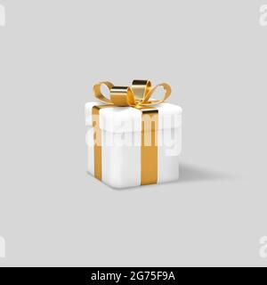 confezione regalo 3d con nastro dorato avvolto Illustrazione Vettoriale