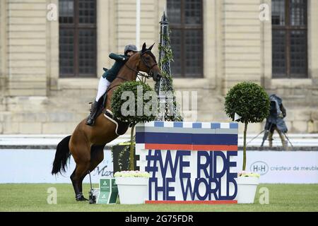 Fanny Skalli a cavallo Jonka-A durante i Masters Chantilly 2021, evento equestre FEI, Jumping CSI5 il 10 luglio 2021 a Chateau de Chantilly a Chantilly, Francia - Foto Christophe Bricot / DPPI Foto Stock