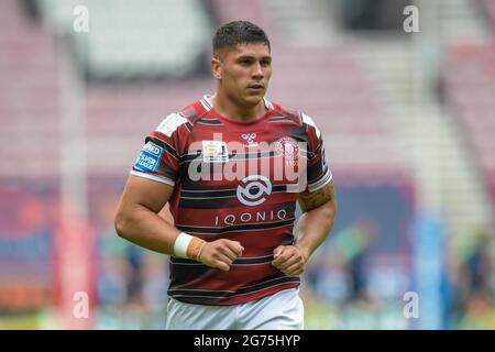 Wigan, Regno Unito. 11 Luglio 2021. Mitch Clark (23) di Wigan Warriors in azione durante il gioco a Wigan, Regno Unito il 7/11/2021. (Foto di Simon Whitehead/News Images/Sipa USA) Credit: Sipa USA/Alamy Live News Foto Stock