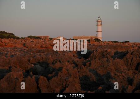 Faro di Cap de Ses Salines, Maiorca, Isole Baleari Foto Stock