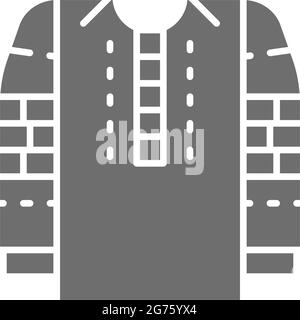 Maglia ricamata, icona nazionale di abbigliamento ucraino grigio. Illustrazione Vettoriale