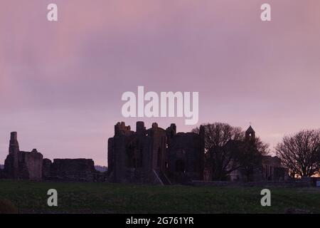 Lindisfarne Priorato, Northumberland Foto Stock