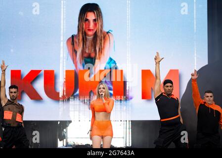 Valencia, Spagna. 10 luglio 2021. Kuki M si esibisce sul palco durante il Big Sound Festival. Prima edizione del festival di musica urbana Big Sound Festival in Estadi Ciutat de Valencia a Valencia. Credit: SOPA Images Limited/Alamy Live News Foto Stock