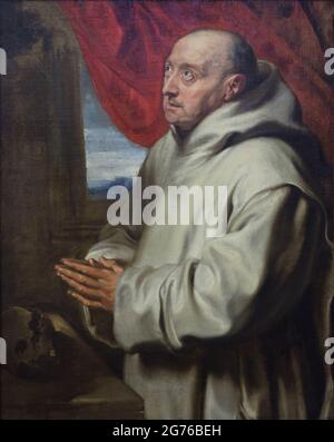 Dipinto "Saint Bruno" del pittore barocco fiammingo Anthony van Dyck (1620) esposto alla mostra permanente di vecchi maestri della Galleria Nazionale (Národní galerie) a Palazzo Sternberg (Šternberský palác) a Praga, Repubblica Ceca. Foto Stock