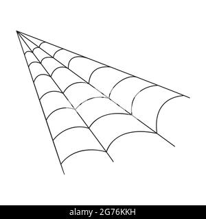 Cobweb in stile outline. Icona angolo web Spider isolata su sfondo bianco. Elemento di design per la decorazione della festa di Halloween. Illustrazione vettoriale. Illustrazione Vettoriale