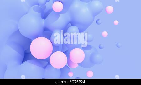 Illustrazione in 3D delle coloratissime metaballe Foto Stock