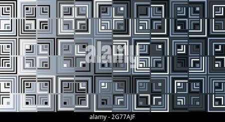 Ripetizione rettangolare geometrica astratta senza giunture. Sfondo blu design moderno per tappeti, carta da parati, abbigliamento, wrapping, batik, tessuto. Illustrazione vettoriale Illustrazione Vettoriale