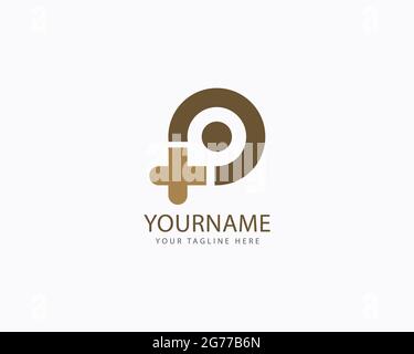 Initial Letter P Plus logo full vettoriale e facile da modificare e personalizzare, compatibile con la versione quasi illustratrice Illustrazione Vettoriale