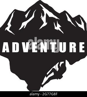 Extreme Adventure Climbing logo bianco e nero Illustrazione Vettoriale