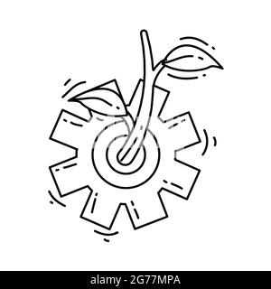 Icona agronomia agricola. Set di icone disegnate a mano, contorno nero, icona doodle, disegno di icone vettoriali. Illustrazione Vettoriale