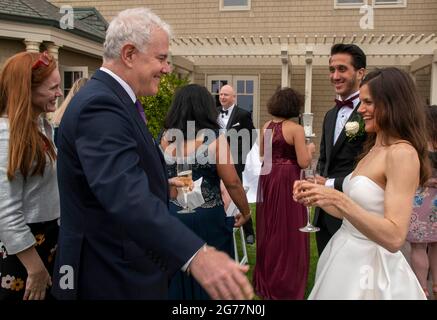 Questo matrimonio si è tenuto con vista sull'oceano a Half Moon Bay, CA, USA. Foto Stock