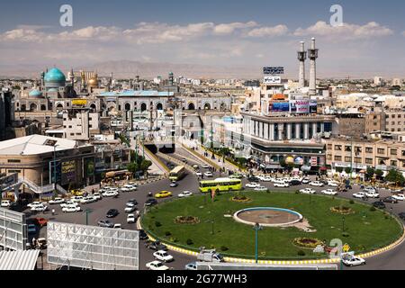 Santuario Sacro di Imam Reza, Haram e Razavi, Vista distante, Mashhad, Provincia di Razavi Khorasan, Iran, Persia, Asia occidentale, Asia Foto Stock