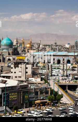 Santuario Sacro di Imam Reza, Haram e Razavi, Vista distante, Mashhad, Provincia di Razavi Khorasan, Iran, Persia, Asia occidentale, Asia Foto Stock