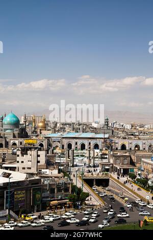 Santuario Sacro di Imam Reza, Haram e Razavi, Vista distante, Mashhad, Provincia di Razavi Khorasan, Iran, Persia, Asia occidentale, Asia Foto Stock