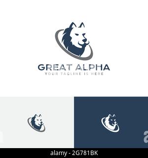 Logo aziendale di Alpha Wolf Head leader Illustrazione Vettoriale