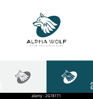 Logo Alpha Wolf Head Wild Wildlife Illustrazione Vettoriale