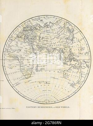 Emisfero Emisfero Vecchio mondo incisione su Copperplate dall'Enciclopedia Londinensis OR, dizionario universale di arti, scienze e letteratura; Volume VIII; a cura di Wilkes, Giovanni. Pubblicato a Londra nel 1810. Foto Stock