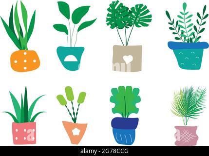 vettore di raccolta di piante fatte a mano Illustrazione Vettoriale