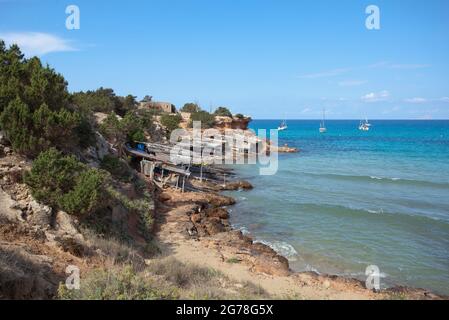 Costa occidentale di Formentera, Isole Baleari Foto Stock