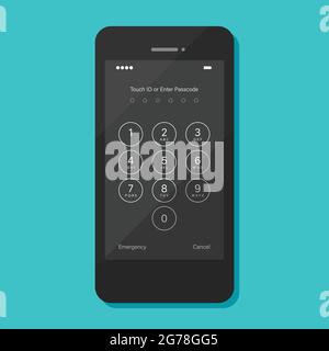 Toccare ID o inserire la schermata del codice di accesso sullo smartphone. Illustrazione vettoriale Illustrazione Vettoriale