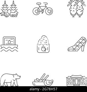 Set di icone lineari orientali Illustrazione Vettoriale