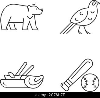 Set di icone lineari endemiche nazionali di Taiwan Illustrazione Vettoriale
