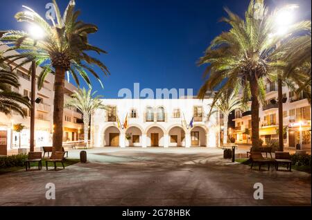 Municipio, Santa Eularia des Riu, Ibiza Foto Stock