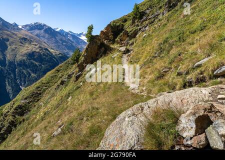 Europa, Austria, Tirolo, Ötztal Alpi, Ötztal, Panoramaweg per Vent Foto Stock