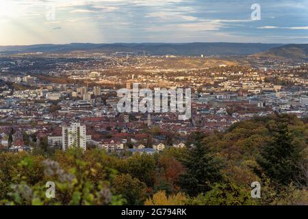 Europa, Germania, Germania meridionale, Baden-Wuerttemberg, Stoccarda, Birkenkopf, vista dal Birkenkopf al centro di Stoccarda Foto Stock