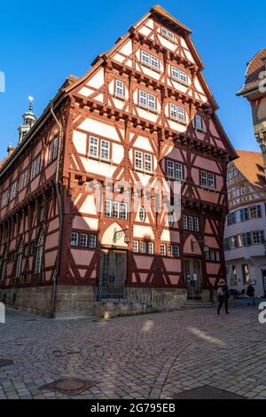 Europa, Germania, Baden-Wuerttemberg, Esslingen, casa a graticcio nel centro storico di Esslingen Foto Stock