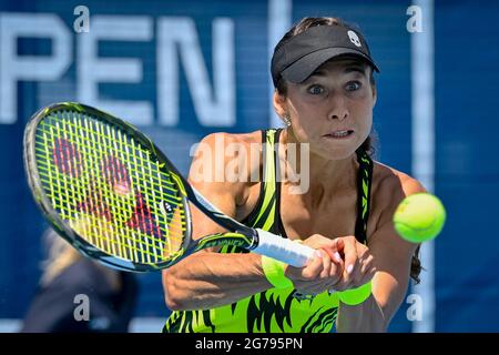 Praga, Repubblica Ceca. 12 luglio 2021. Vitalia Diatchenko (Russia) in azione contro Nina Stojanovic (Serbia) durante il Livesport Prague Open WTA torneo femminile di tennis, il 12 luglio 2021, a Praga, Repubblica Ceca. Credit: Vit Simanek/CTK Photo/Alamy Live News Foto Stock