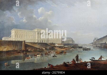 L'Hôtel de la Monnaie, le quai de conti et la Seine, vus de la pointe de la Cité. Museo: Musée Carnavalet, Parigi. Autore: Pierre-Antoine Demachy. Foto Stock