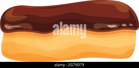 Icona eclair cioccolato vettore cartoon. Cibo da dessert. Pasticceria Illustrazione Vettoriale