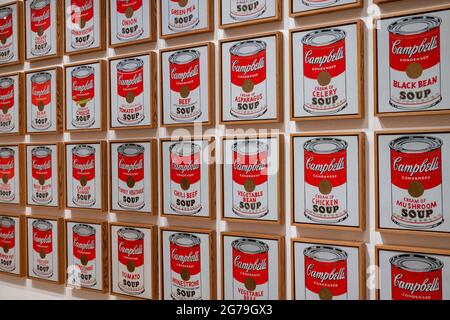 Andy Warhol Campbell's zuppa può Arte presso il Museo di Arte Moderna di New York City, Stati Uniti d'America Foto Stock